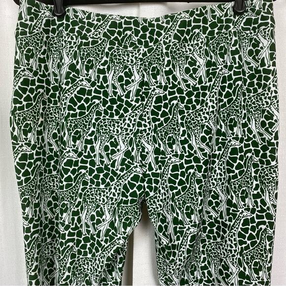 Jude Connally Green Giraffe Print Knit Cropped Pants Sz.L - Picture 8 of 11